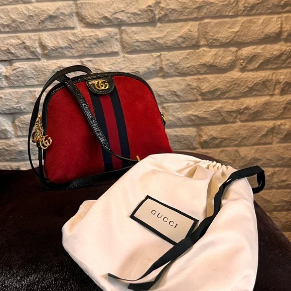 Gucci Vintage Red Suede – Small Ophidia Dome Crossbody Bag - Picture 17 of 17
